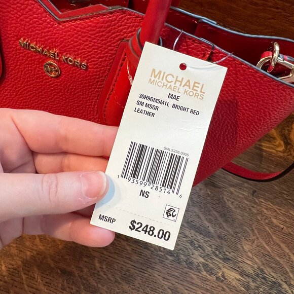 MICHAEL KORS Bright Red Leather Crossbody - Picture 10 of 14